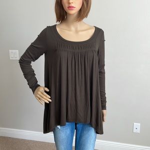 *not for sale* Small We the Free Long Sleeve Brown Ribbed Rayon Spandex Blouse